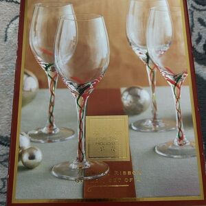 Lenox Holiday Ribbon Goblet Set of 4
